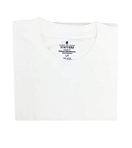 Stafford Men’s Tall/Extra Tall 100% Heavy Weight Cotton Crew Neck Undershirt, White, Short Sleeve, 4 Pack (Extra Extra Large Tall (XXLT))3