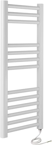 Greened House Milano White Flat Electric Towel Rail W500mm x H800mm Flat Electric Towel Radiator
