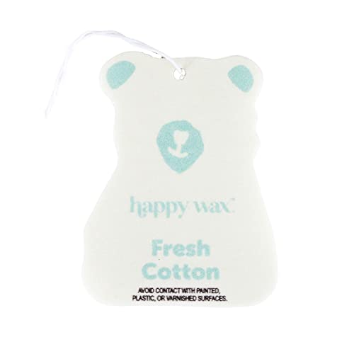 Image of Happy Wax Fresh Cotton Hanging Car Cub Air Freshener - Scented and Infused with Natural Essential Oils - Cute 4-Pack
