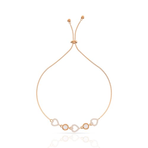 Image of 925 Sterling Silver Adjustable Heart Bracelet for Women, Romantic Charm Jewelry Gift with Elegant Rose Gold Halo Wings Design