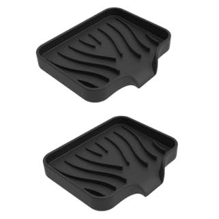 Silicone Soap Dish with Drainer Fast Dry Kitchen Bath Black Small 2-Pack