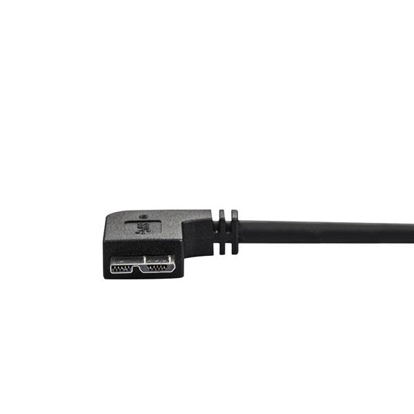 StarTech.com 1m 3 ft Slim Micro USB 3.0 Cable M/M - Right-Angle Micro-USB - USB 3.0 A to Micro B - Angled Micro USB - USB 3.1 Gen 1 5Gbps (USB3AU1MRS) , Black