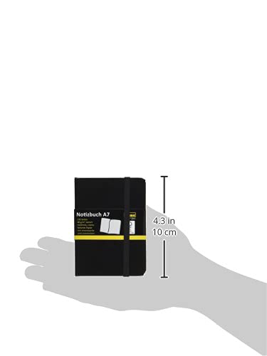 Idena 209283 - Notizbuch DIN A7, kariert, Papier cremefarben, 192 Seiten, 80 g/m², Hardcover in Schwarz