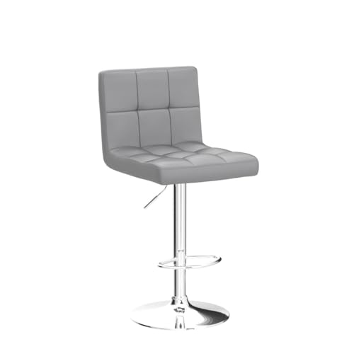 Image of Yaheetech Bar Stools Set of 4, PU Leather Adjustable Barstools, Modern Counter Stools with Back and Footrest, Counter Height Barstools for Bar, Kitchen, Dining Room, Light Gray