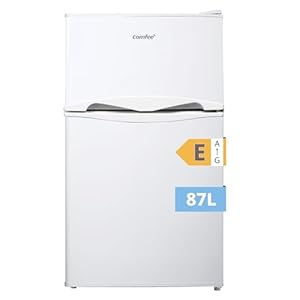 COMFEE' RCT87WH2(E) Réfrigérateur Congélateur Sous Plan, Petit Réfrigérateur Congélateur 87L avec Éclairage, Étagères Amovibles, Thermostats Réglables, Portes Réversibles, Blanc [Classe Énergétique E]