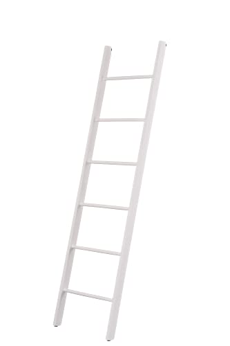 fornera f33 Massivholz Deko Leiter Handtuchleiter, Handtuchhalter, Kleiderständer aus massiven Buchenholz, in Handarbeit fertig montiert, mehrere Farben verfügbar, HxBxT: 170x45x5 cm, (Weiß lackiert) Cover