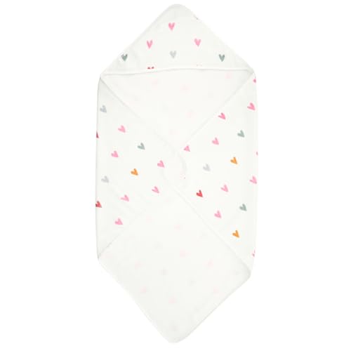 Image of Stephan Baby Hooded Towel - Playful and Soft 100% Cotton Velour Terry Cloth, 29 inch Square, Hearts