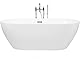 Stilvolle Acryl Badewanne oval freistehend weiß mit Überlauf 170 x 80 cm Carrera