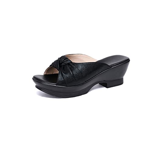 Chaussures en cuir femme sandales d'extérieur à talons épais chic