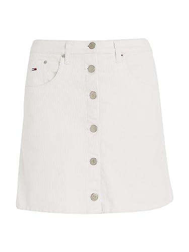 Tommy Jeans Mini falda para mujer Cordrock TJW POP Cord Button, Blanco, L