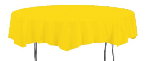 Touch of Color Round Plastic Tablecloth, School Bus Yellow, 82 in