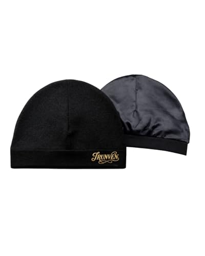 Satin-Lined Skull Cap Black Premium Hat with Satin Interior Breathable Stretch Fit Cap for Lightweight Skull Black Cap for Hair Protection
