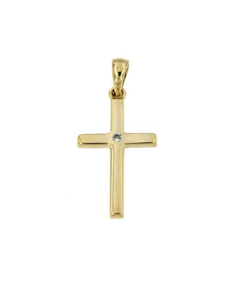 Pendentif mémoire or jaune 14 carats croix et zirconium pour cendres