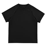 [KISBINI] 子供服 半袖tシャツ 男の子 女の子 キッズ クールマックス 接触冷感 涼しい 薄手 ひんやり 吸汗速乾 夏服 ドライ 通気 ジュニア ストレッチ性 無地 スポーツウェア カジュアル 体操 ボーイズ ガールズ 黒 120