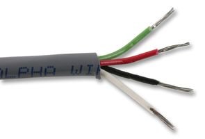 ALPHA WIRE 1174C SL005 Cable, UNSHLD MULTICOND, 4COND, 22AWG, 100FT, 300V