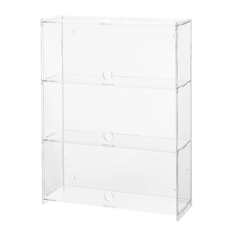 SUPERFINDINGS Transparent Acrylic Display Case Clear Showcase Display Case Dustproof Showcase 3 Tiers Assemble Display Case for Collections Display Holder,12.2x3.7x15.3inch