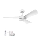 cumilo 54' Smart White Ceiling Fans with Lights and Remote Control,Quiet DC Motor,Outdoor Indoor Ceiling Fan,WiFi Alexa APP workable,Dimmable LED...