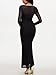 REORIA Long Sleeve Wedding Guest Maxi Dresses for Women Sheer Mesh Square Neck Ruched Bodycon Long Dress 2025 Fall Outfits Black Onyx Small