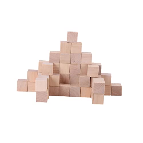 UTHCLO 50個 荷木方? 原色正方形木製ブロック クラフト用 小型積み木 の創造力と工作能力向上に 滑らか無刺素材 建築材料 手作りプロジェ