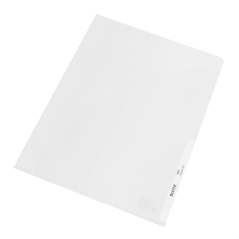 LEITZ® Sichthülle re:cycle, Polypropylen (RC), oben/rechts offen, A4, 0,13 mm, farblos, genarbt (100 Stück), Sie erhalten 1 Packung á 100 Stück