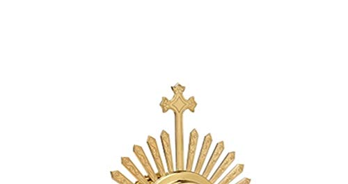 Sudbury Brass Budded Cross And Ray Design Monstrance With Luna For Catholic Church, 9.45 Inch #TOP3