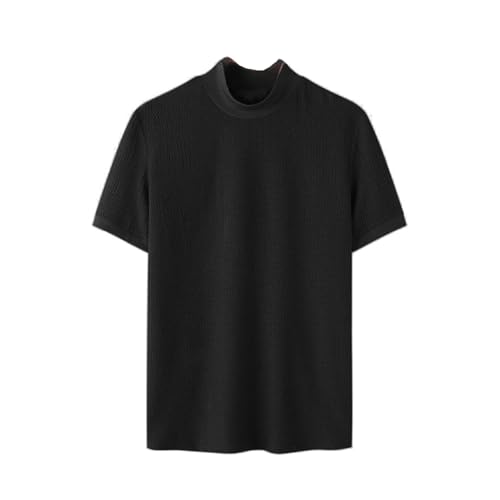 Men's Mock Turtleneck Short Sleeve Casual Basic Pullover Sweater water ripples Knit Pullover Solid color Tee