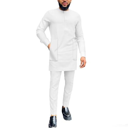 African Suits for Men Dashiki Shirt Pants 2 Piece Set Outfit Wedding Attire Nigerian Clothing