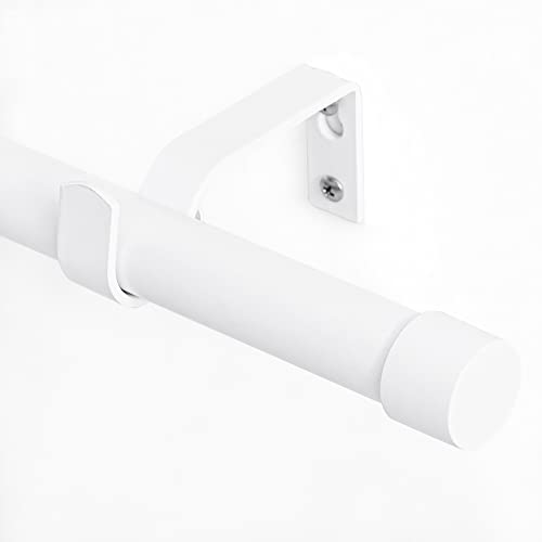 NICETOWN Decorative Single Window Drape Curtain Rod Standard 1 inch Diameter Adjustable 48-86" Length with End Cap/Cylinder Finials Style for French Door Fitting Room Patio Curtains, Matt Bl