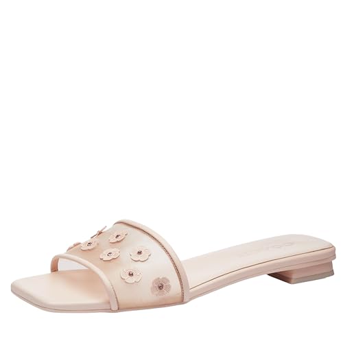 Mule Coach Femme d'Exception avec Détails Cuir et Fleur Tea Rose