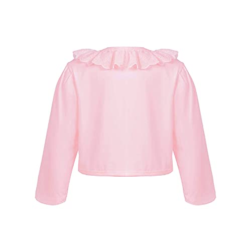 JanJean Kids Girls Lace Flower Bolero Shrug Long Sleeve Ruffle Bowknot Crop Cardigan Cover Up for Party Casual Daily Wear2