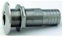Stainless Steel Thru-Hulls (Hosesize I.D.: 1-1/8 Flangedia: 2-1/4 Threado.D.: 1-3/8 Threadlength": 2-3/8 Totallength": 3-7/8 Max Hullthickness: 1-3/4) By Attwood Corporation"
