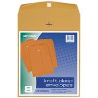 Top Flight Clasp Envelopes, Gummed and Clasped Closure, 10 x 13 Inches, Brown Kraft, 8 Envelopes per Pack (6911068)