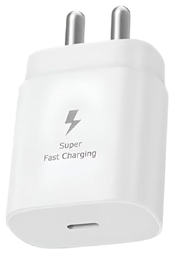 Image of AINE Original 25W USB-C Superfast Charger Adapter for Samsung Galaxy Series - Compatible with S23 /S22 Ultra /S21 /21 FE /S20 /Note /M54 /M53 5G /M33 /M23 /A34 /A54 5G /A13 /F14 /F23 & More. (White)