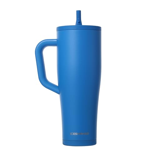 Image of Ice Shaker 40 oz Tumbler with Handle and Straw | 40oz Royal | Cold for 30+ Hours | 2-in-1 Tumbler Shaker Bottle | Odor-Free 40 ounce Bottle for Water, Protein Shakes, Smoothies, Cocktails