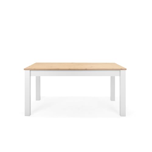 CONCEPT USINE | Table à Manger Extensible 10 Personnes | Style Scandinave | SKADAR Bois et Blanc