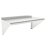 HOCCOT Wall Stainless Steel Shelf 12 x 36”, Heavy Duty 270 lb Metal Shelf, Commercial Wall Mounted Floating Shelving for Kitchen, Restaurant, Food Truck, Garage, Laundry Room