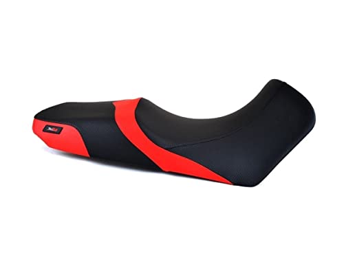 Housse de selle Suzuki V-Strom DL650 noir et rouge au design bicolore sportif