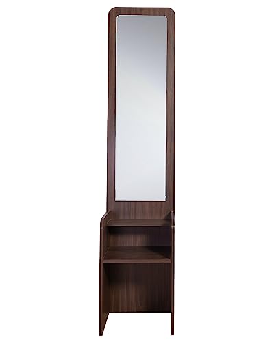 Image of DeckUp Zeus Engineered Wood Dressing Table with Mirror (Walnut, Matte Finish)