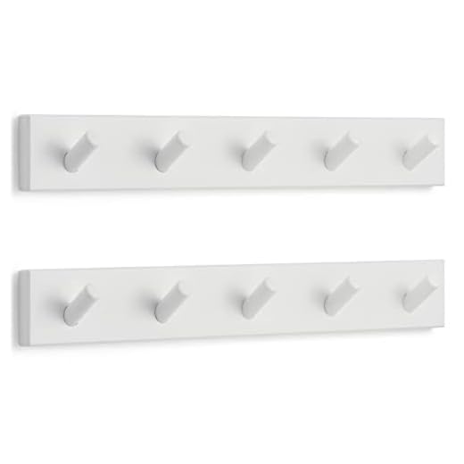 LARHN Perchero Pared Blanco - 5 Colgadores - 43 cm - Percheros Pared de Diseño para Recibidores, Entradas, Dormitorios Modernos, Habitaciones Infantiles y Baños - Carbono Neutro - Paquete de 2