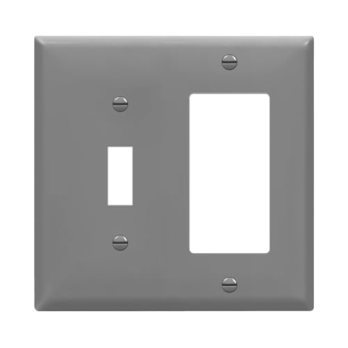 ENERLITES Combination Toggle Light Switch/Decorator Light Switch Plate, Double Switch Wall Plate, Standard Size 2-Gang 4.50" x 4.57", Polycarbonate Thermoplastic, 881131-GY, Gray