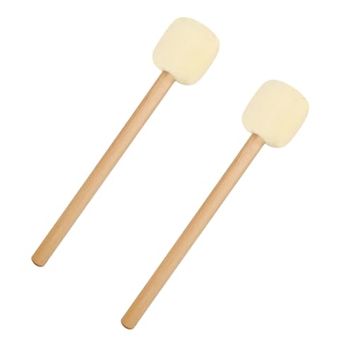 BESPORTBLE 2Pcs Baquetas con cabeza de mazo para bombo, mango de haya, color beige miniatura 1