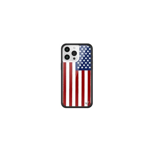 Wildflower Cases - American Flag, Compatible with Apple iPhone 15 Pro Max | USA, Red White Blue, Patriotic, Cute, Trendy - Protective Black Bumper, 4ft Drop Test Certified, Women Owned Small Business