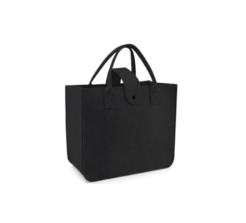 Image of Felt Fabric Reusable Shopping Bag with Handle & Button Closure for Grocery, School, Beach, Travel, Study, Gym, Gifts | Size - 30x34.5x17.8cm