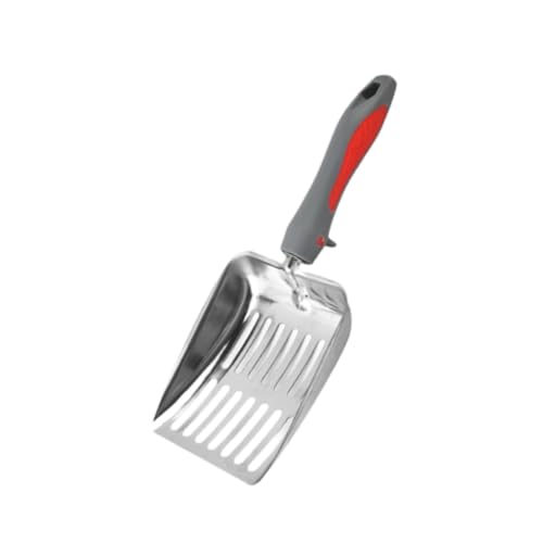 Cat Litter Sifter Kitten Waste Lifter Comfortable Gripping Portable Metal Litter er Cat Sand for, red Gray