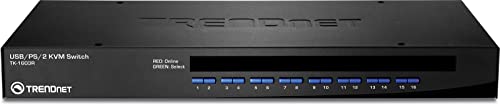 Image of TRENDnet 16-Port Rack Mount USB KVM Switch, TK-1603R, Control 16 Computers or Servers, Windows, Linux, Mac OS, NDAA /TAA Compliant, 2048 x 1536 VGA Resolution, Device Monitoring, Rack Mountable, Black