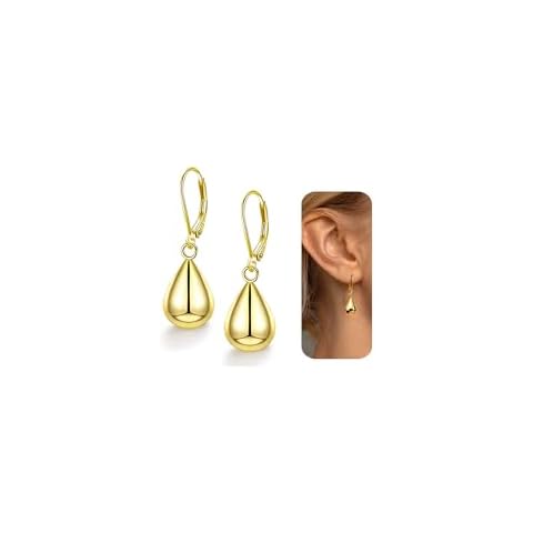 Adramata Boucles d'Oreilles Femme Argent 925 Boucles d'Oreilles Plaquées Or 14K Boucles d'Oreilles Goutte d'Eau Fantaisie Boucles d'Oreilles Pendantes Boucles d'Oreilles Femme Or Argent Cadeau Femme Cover