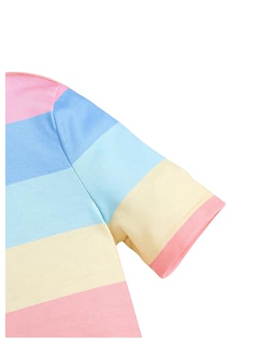 SOLY HUX Girl's Color Block Striped T Shirt Dress Short Sleeve Collared Fitted Cute Short Dresses4