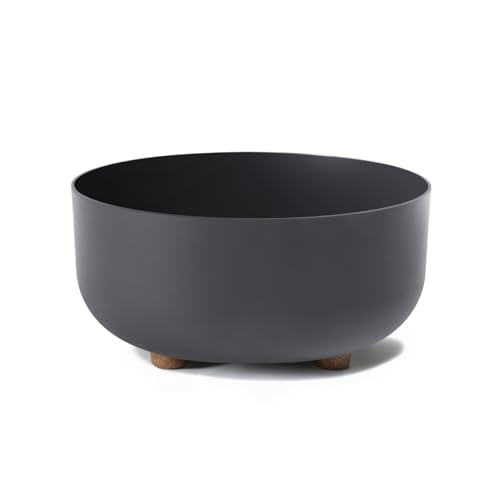 LAMELA Pot de Fleurs Rond sur Pieds - Plastique Robuste - Ø 30 cm x H 14,4 cm, 7,7 L - Résistant et Facile d'entretien - Intérieur et Extérieur - Anthracite