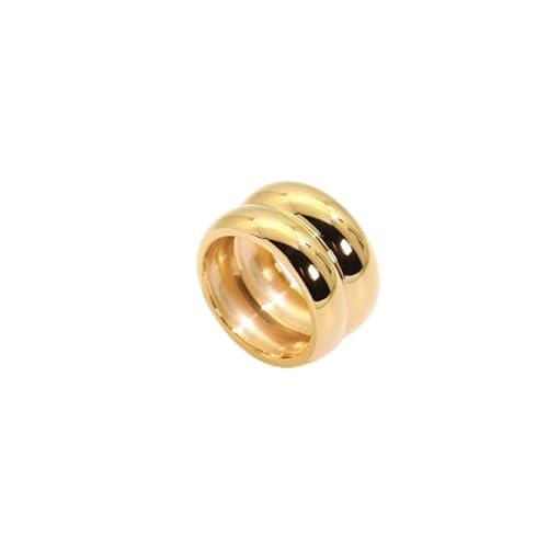 Shapes Studio 18K Gold Plated Titanium Large Twin Band Ring, Double Band Stackable Ring, Bold Chunky...