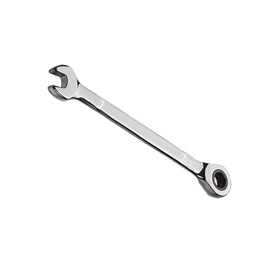 Vokenforu 7mm Ratchet Spanner, Ratcheting Combination Wrench, Hardened Chrome Vanadium Steel Open End Spanner Metric